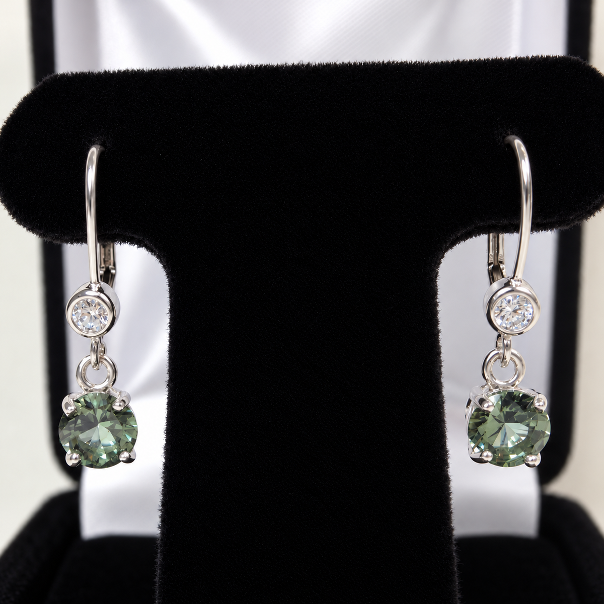3ctw Green Amethyst Prasiolite & White Topaz Leverback Earrings