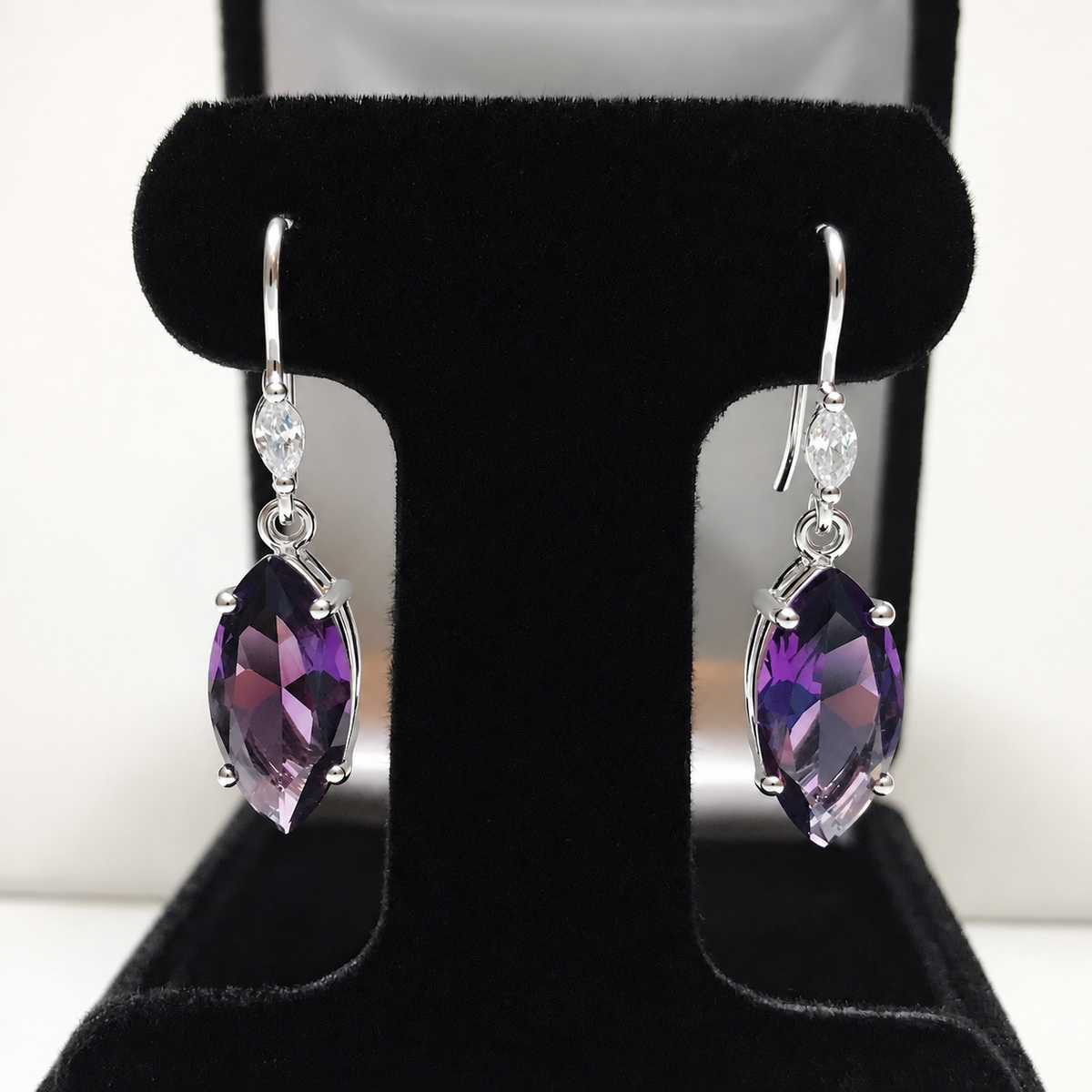 6.7ctw Marquise Amethyst Drop Earrings