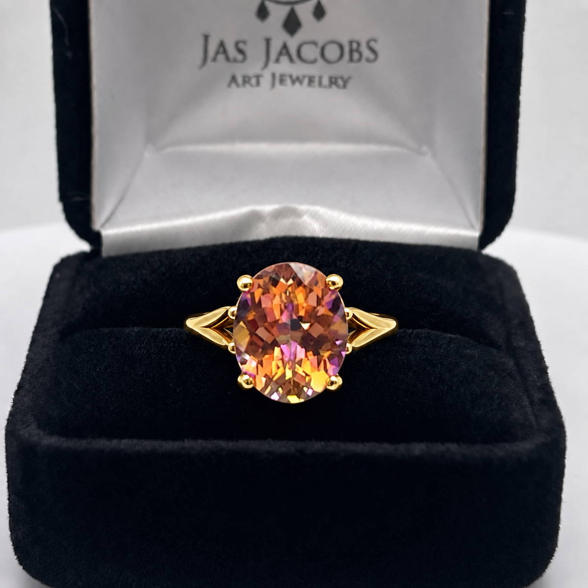 4.5ct Oval Sunset Topaz Statement Ring