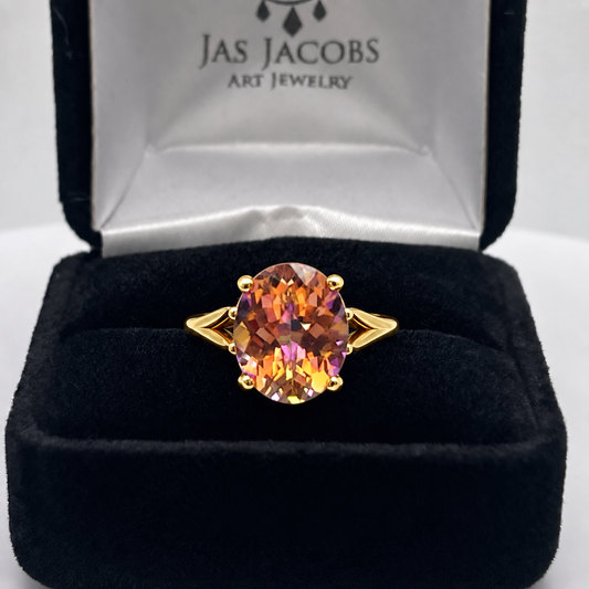 4.5ct Oval Sunset Topaz Statement Ring