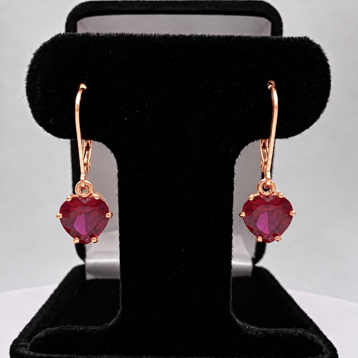 4ctw Heart Cut Ruby Dangle Earrings