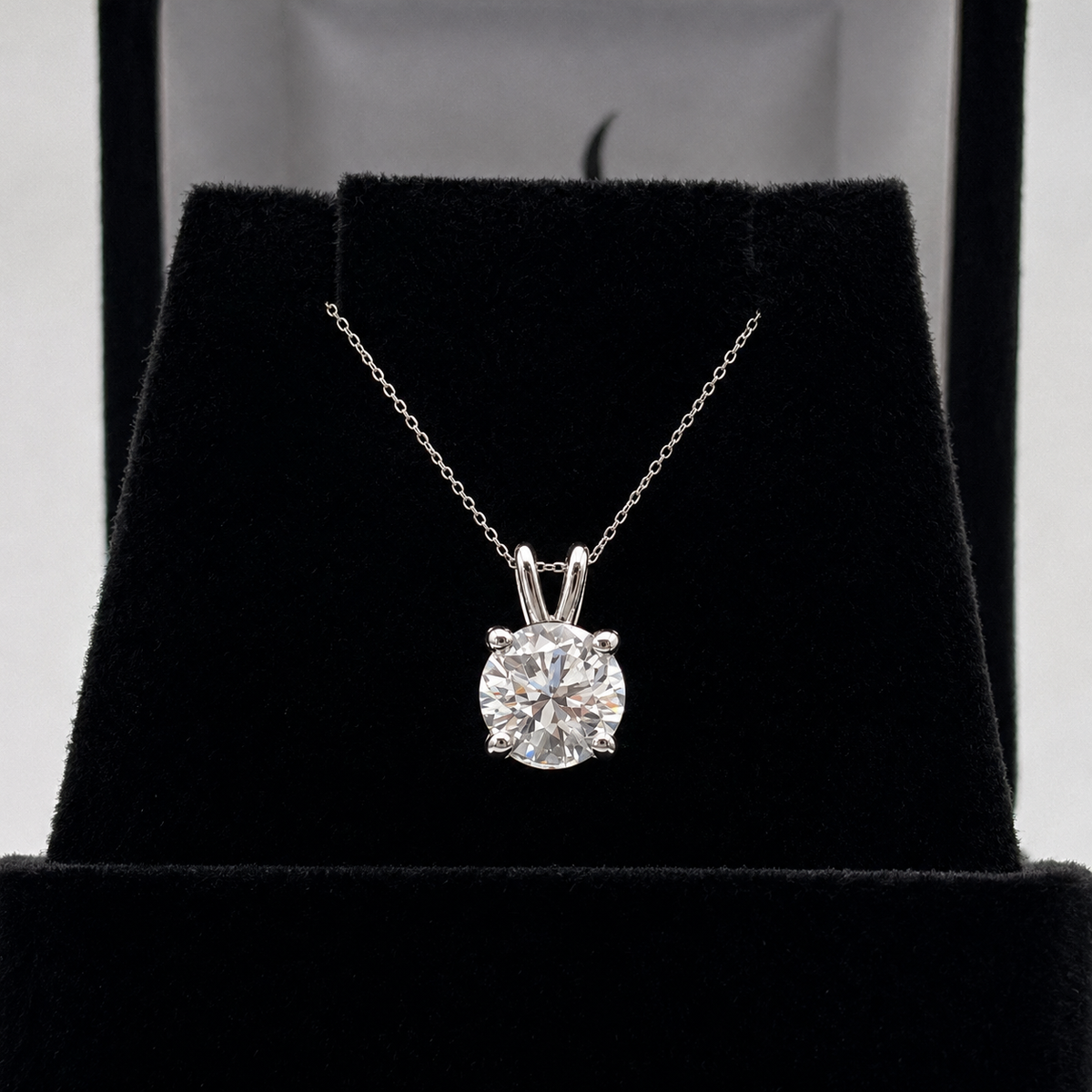 1ct White Sapphire Solitaire Pendant Necklace