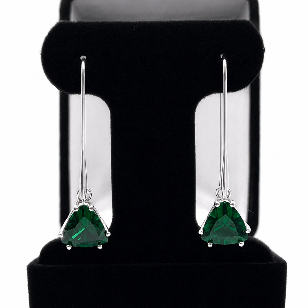 6ctw Trillion Cut Emerald Earrings