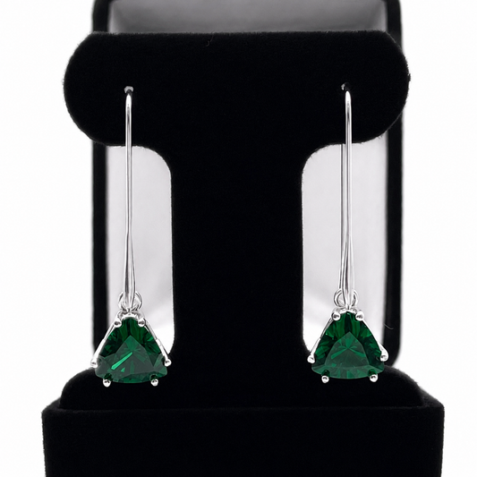 6ctw Trillion Cut Emerald Earrings