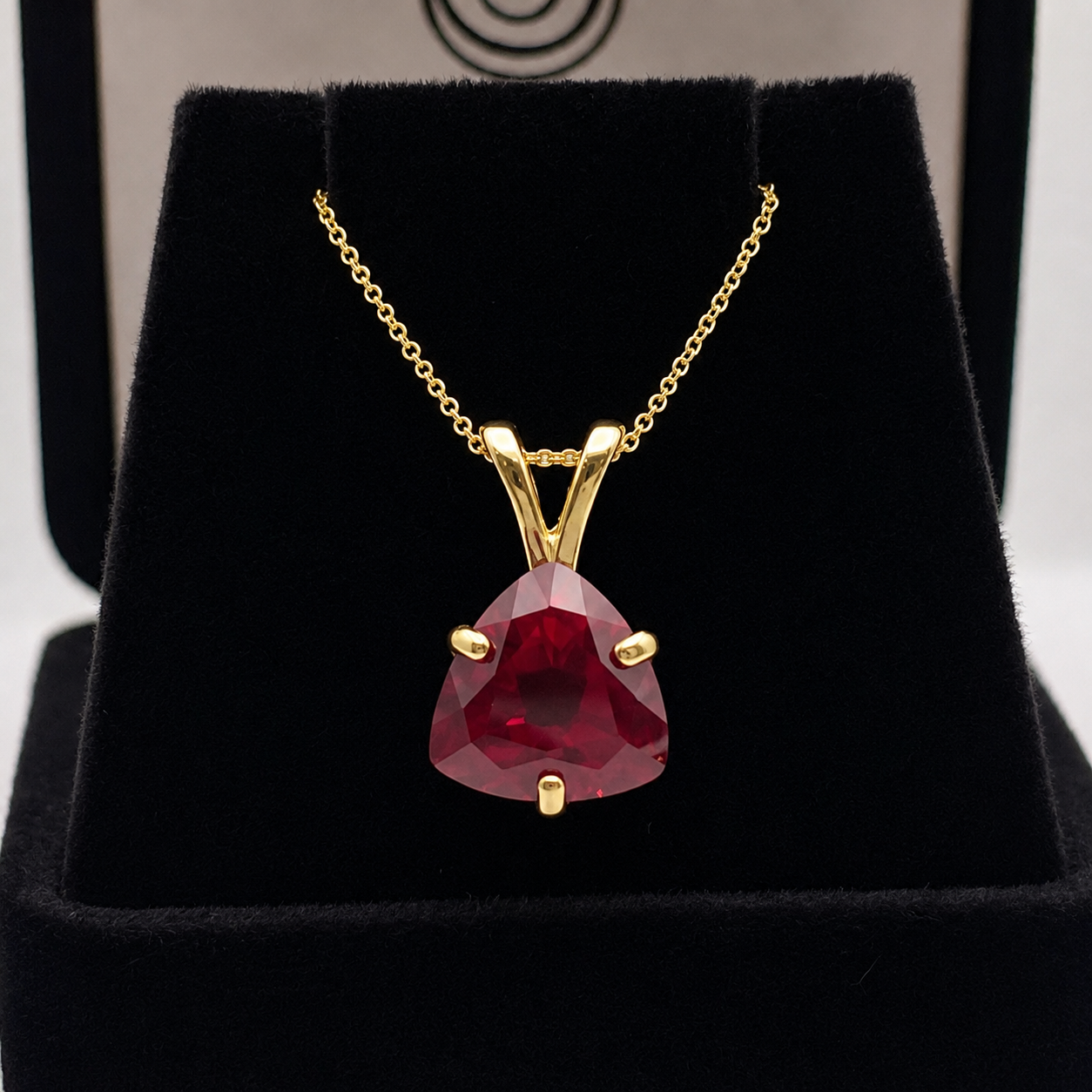 4ct Trillion Cut Ruby Solitaire Pendant Necklace
