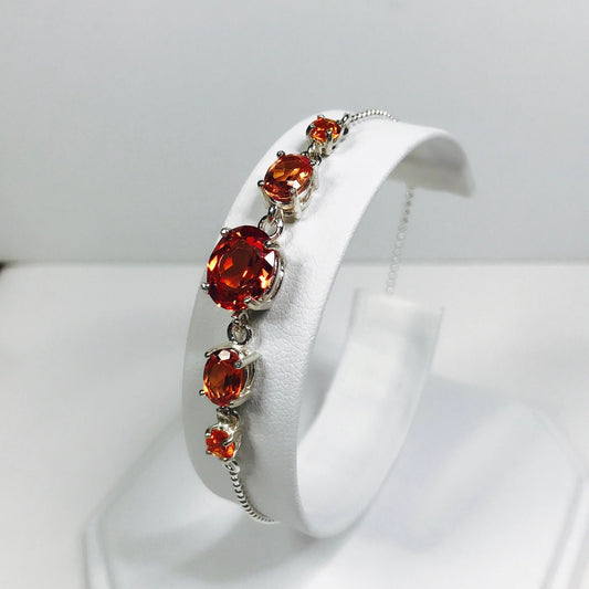 5.8ctw Orange Padparadscha Sapphire Bolo Bracelet in Sterling Silver Adjustable