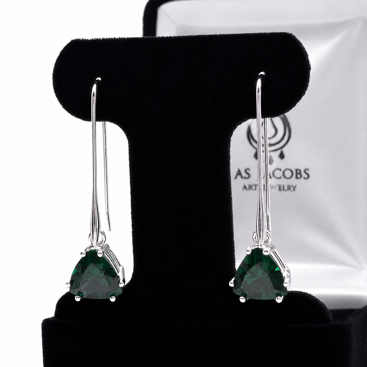 6ctw Trillion Cut Emerald Earrings