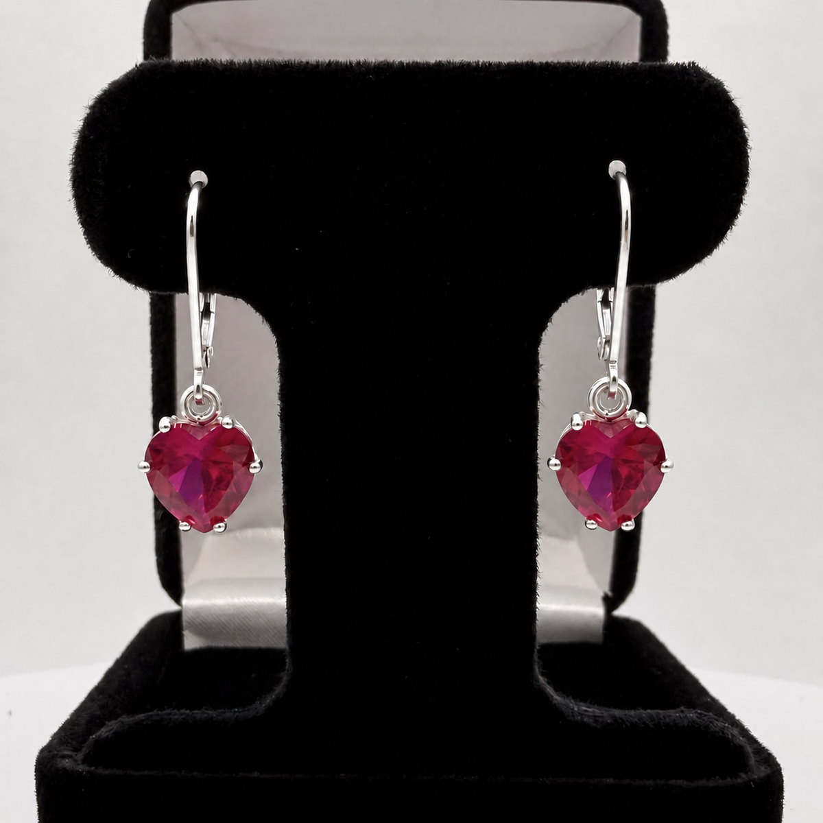 4ctw Heart Cut Ruby Dangle Earrings