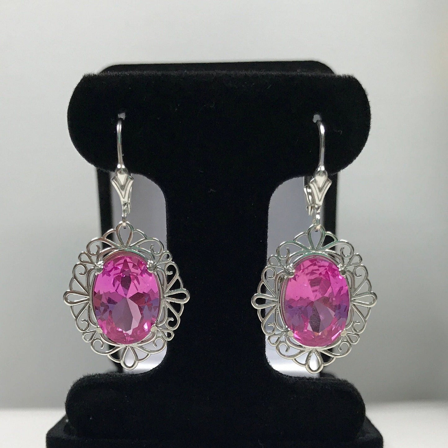 Gorgeous 12ctw Oval Cut Pink Sapphire Earrings