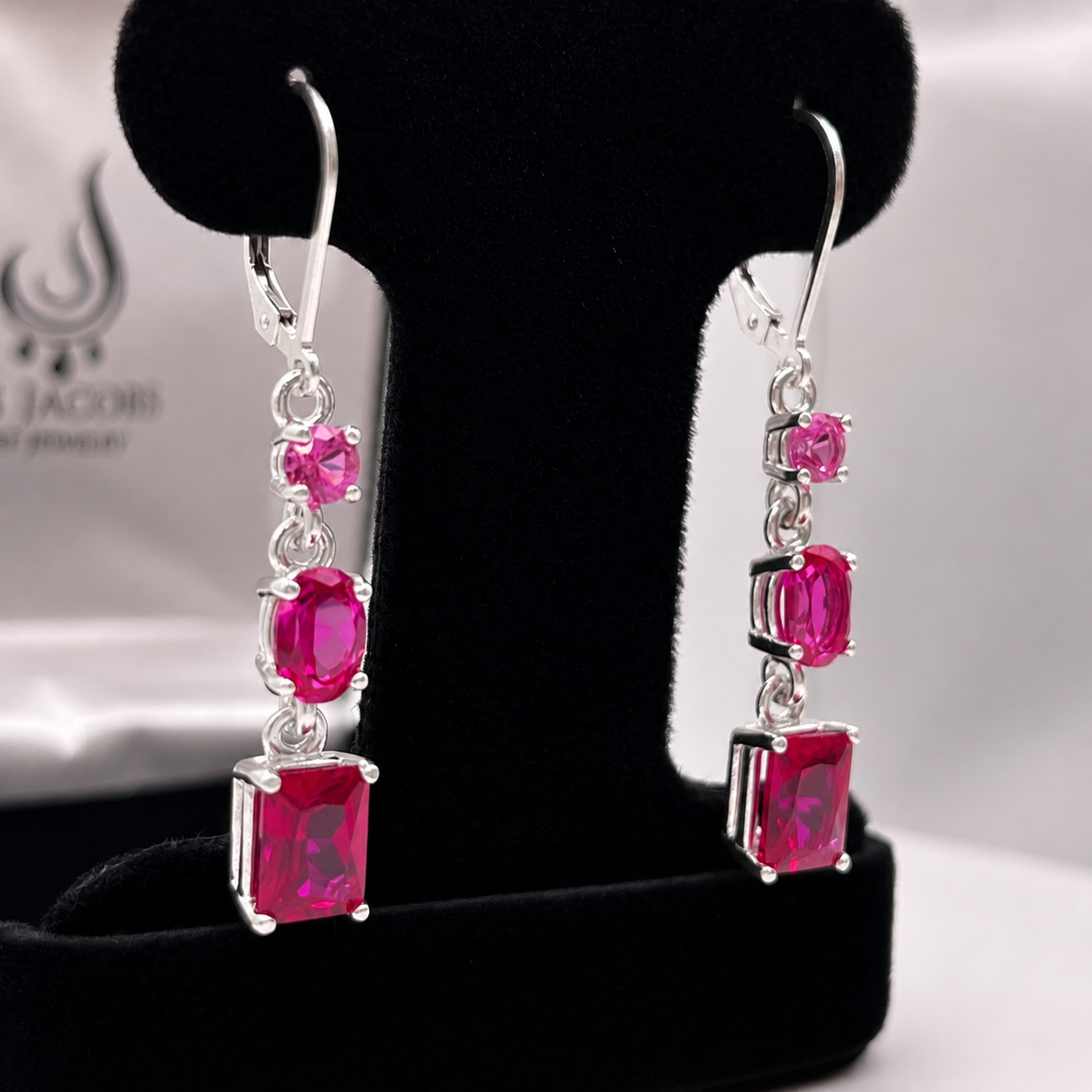 5ctw Multi Cut Cascading Pink Sapphires and Ruby Earrings