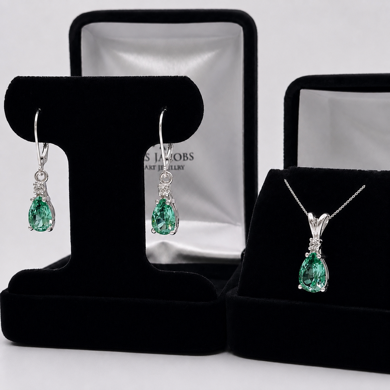 5.24 CTW Mint Green Spinel & Diamond Necklace & Leverback Earrings Set