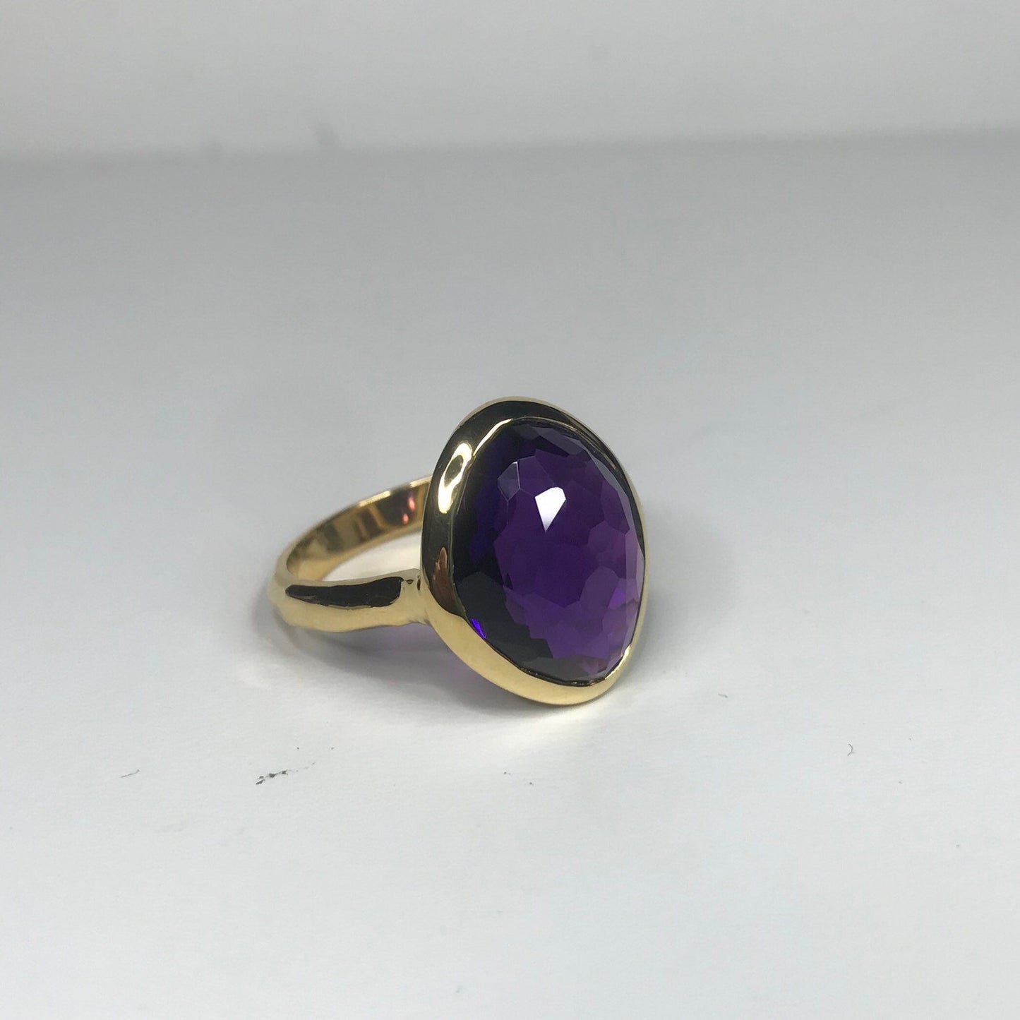 Gorgeous 5ct Genuine Amethyst Ring 18k Gold Vermeil Abstract Cut Amethyst Ring