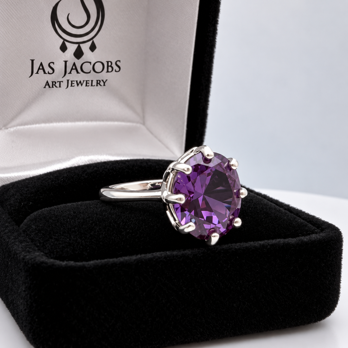 5ct Oval Alexandrite Sapphire Ring – Art Deco Inspired 8 Prong Setting