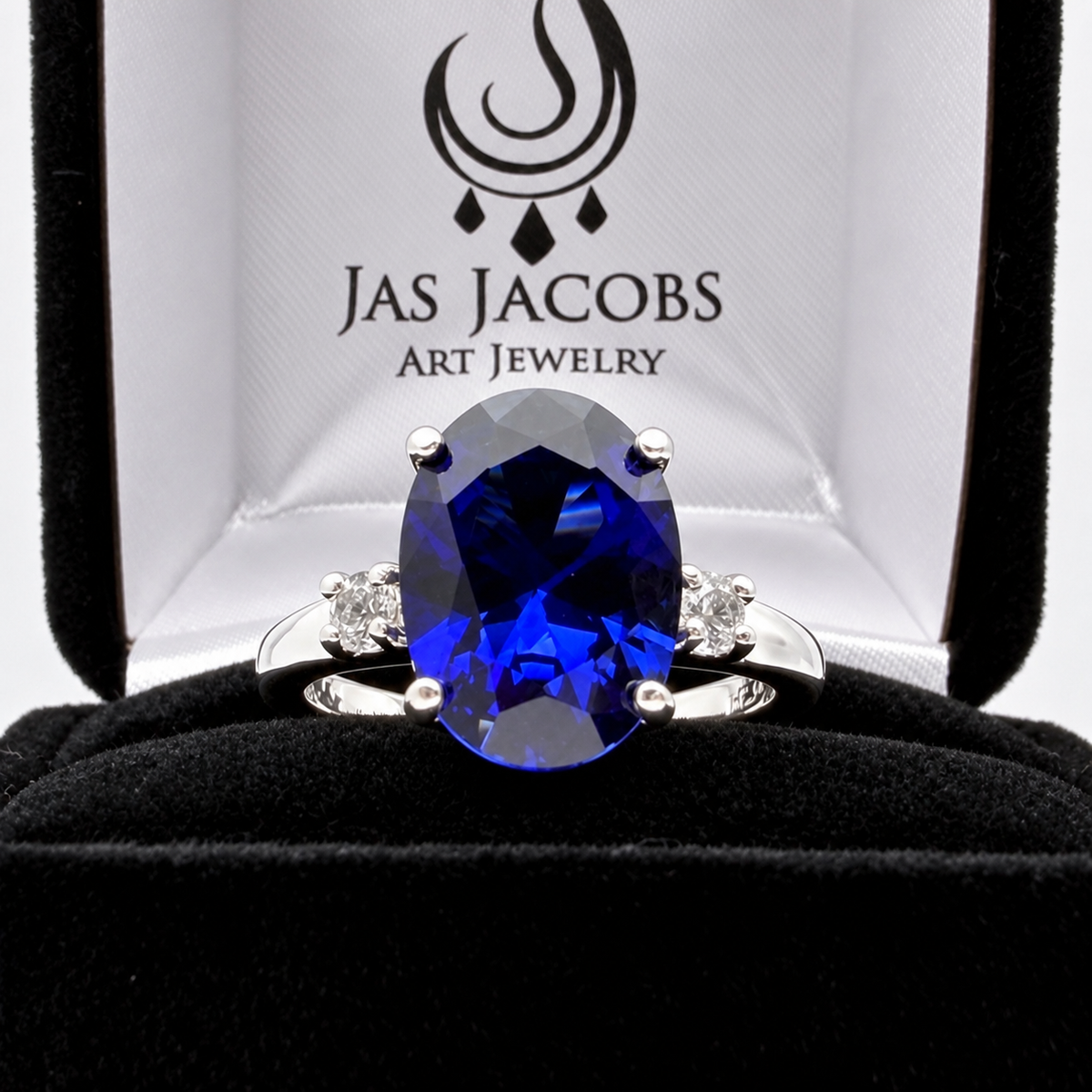 7.26ctw Oval Blue Sapphire & Diamond Ring
