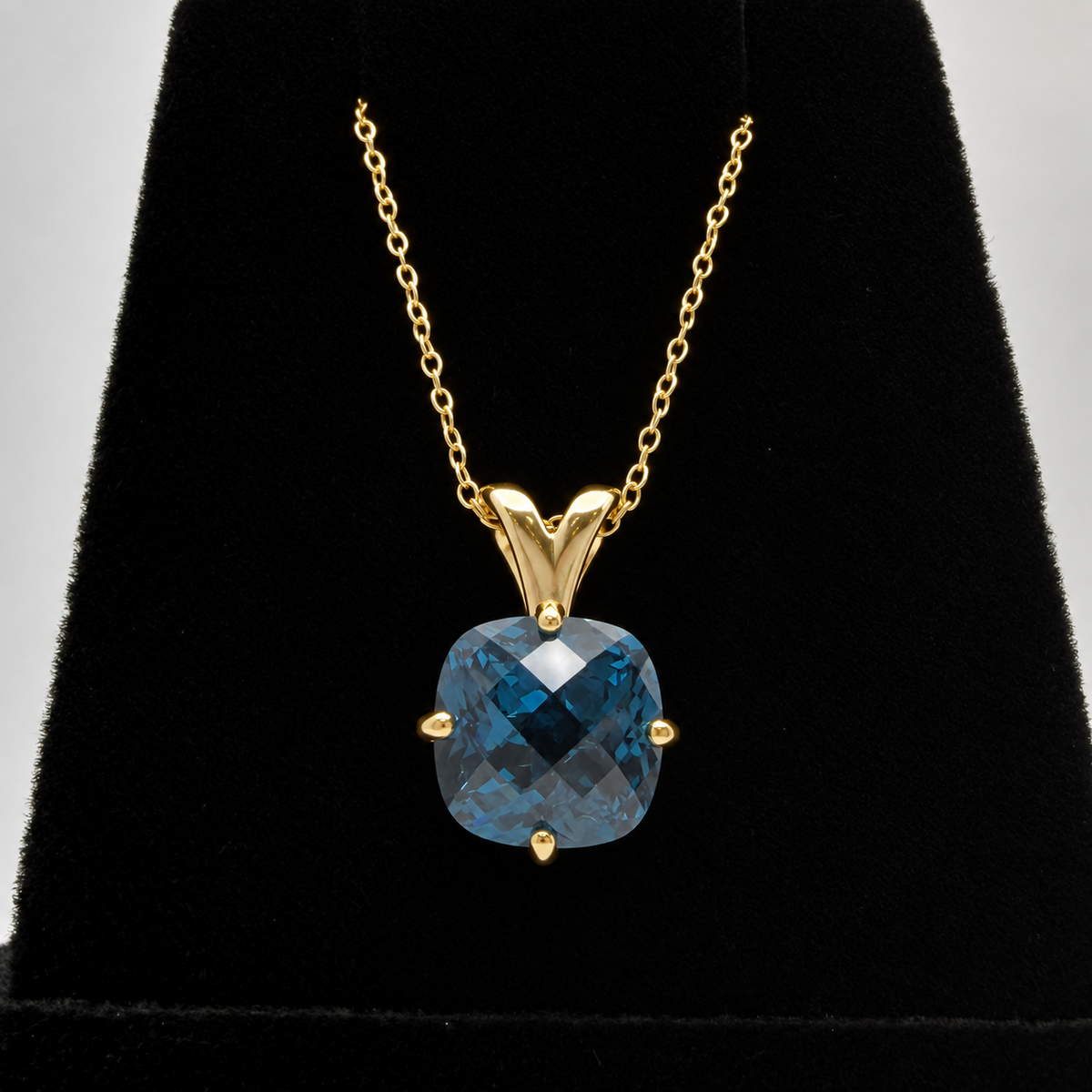 4ct London Blue Spinel Cushion Cut Pendant Necklace