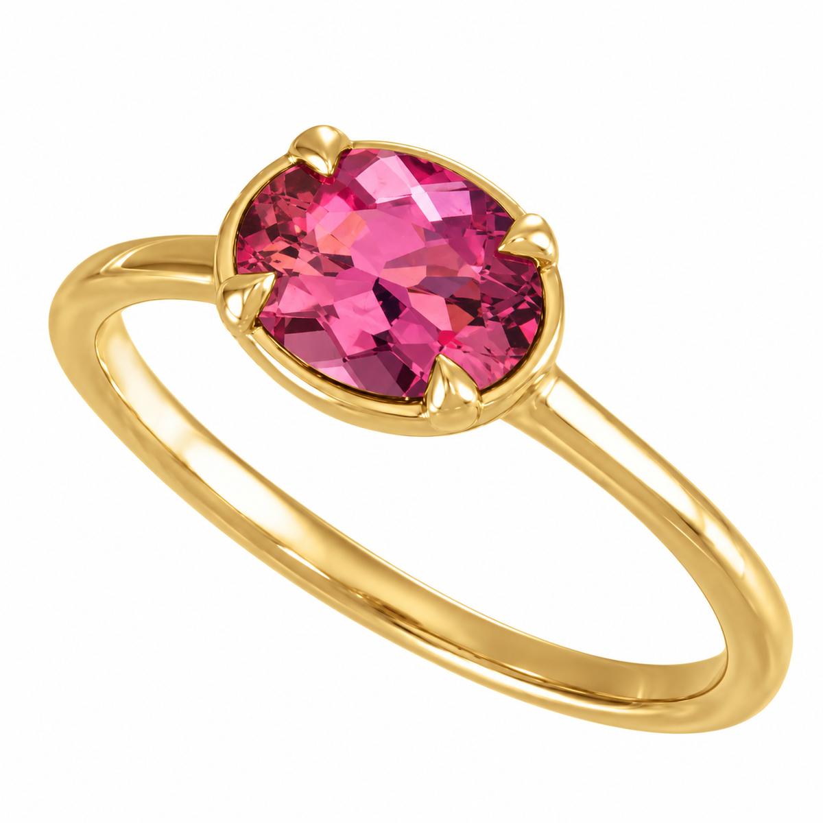 1.3ct Oval Cut Pink Tourmaline Solitaire Ring