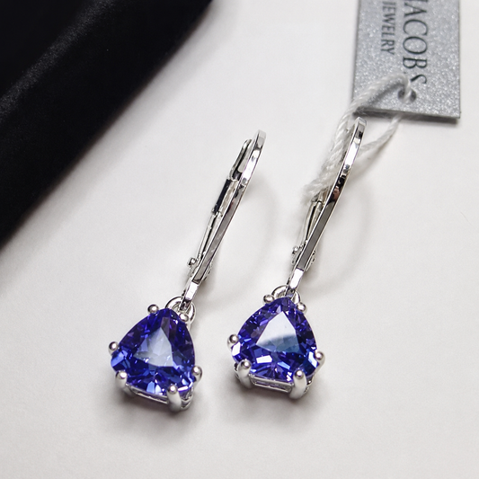 2.5ctw Trillion Cut Tanzanite Earrings in Sterling Silver