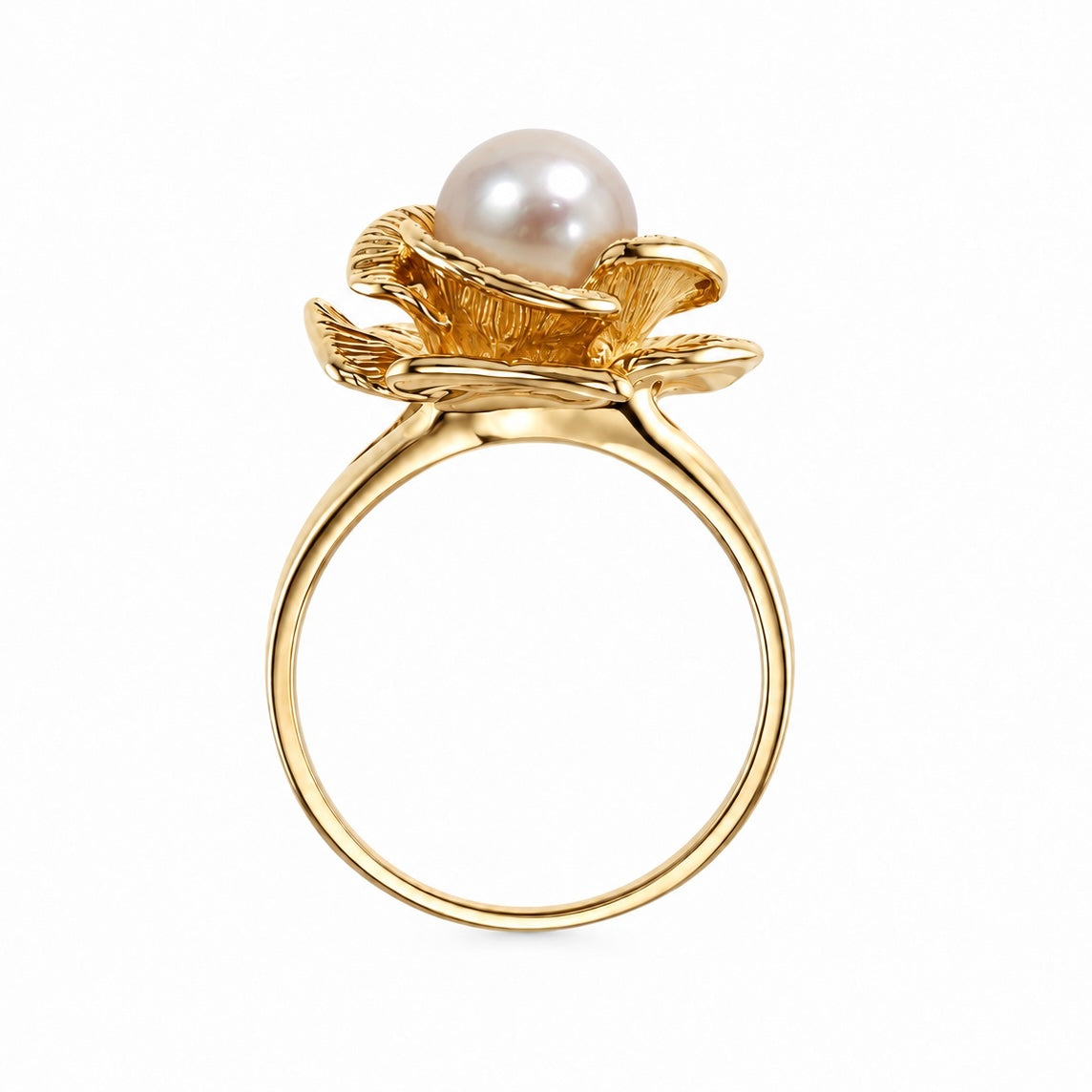 Genuine Akoya Pearl Sculptural Floral Ring