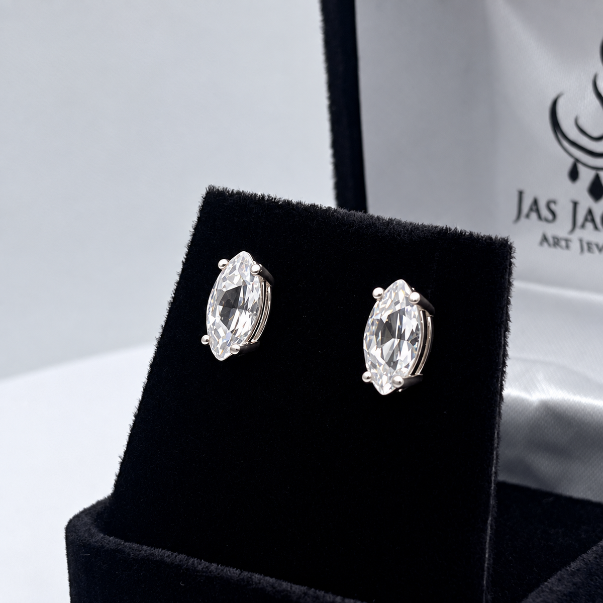 2ctw Marquise White Sapphire Stud Earrings in Sterling Silver