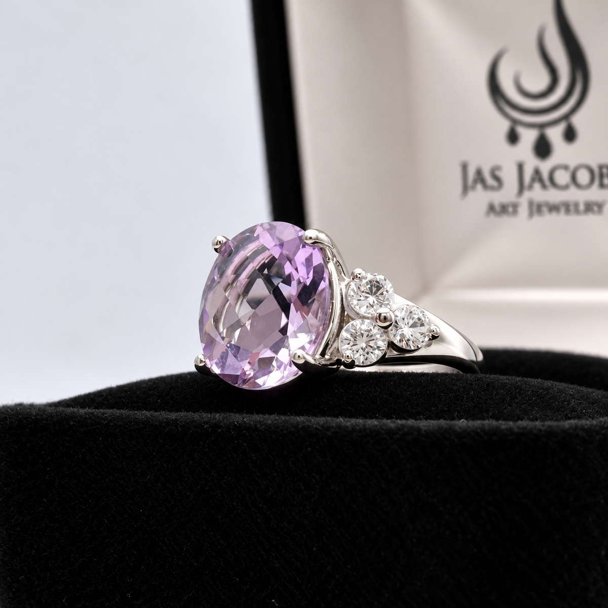 Rose de France Amethyst Ring with White Sapphire Accents