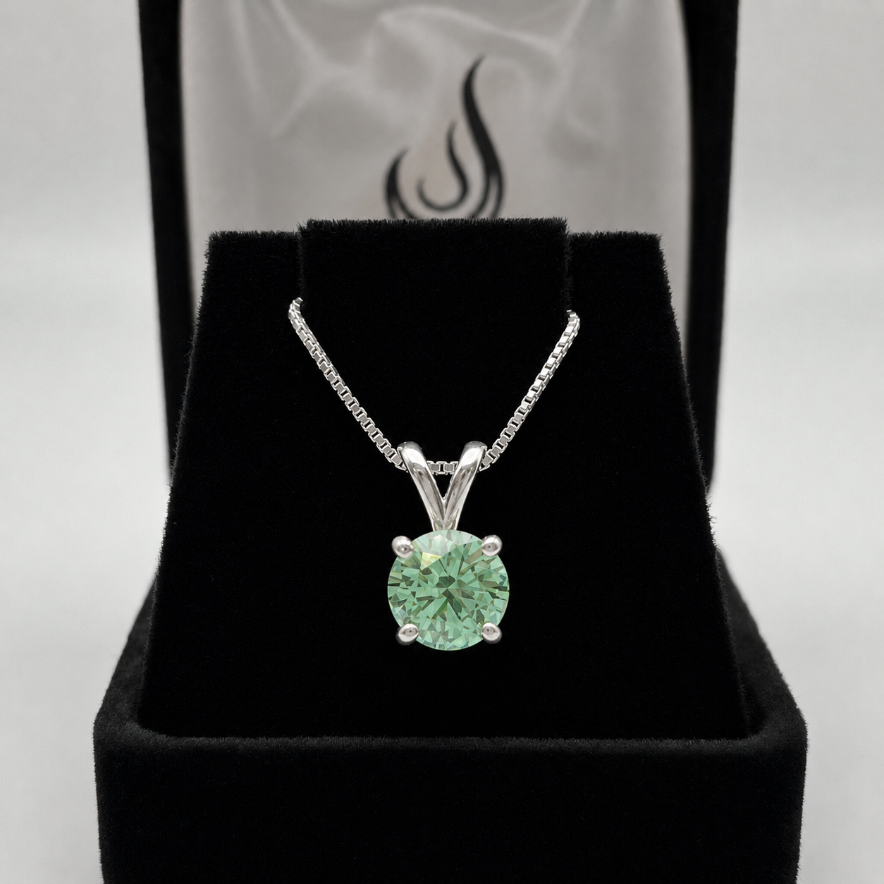 2CT Ice Green Spinel Pendant Necklace | Round Cut Solitaire | Mint Green Gemstone Necklace