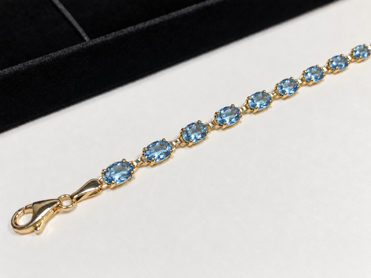 7ctw Oval Cut Sky Blue Topaz Tennis Bracelet