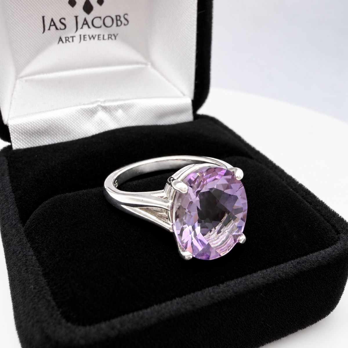 4.5ct Oval Rose de France Amethyst Ring in Sterling Silver