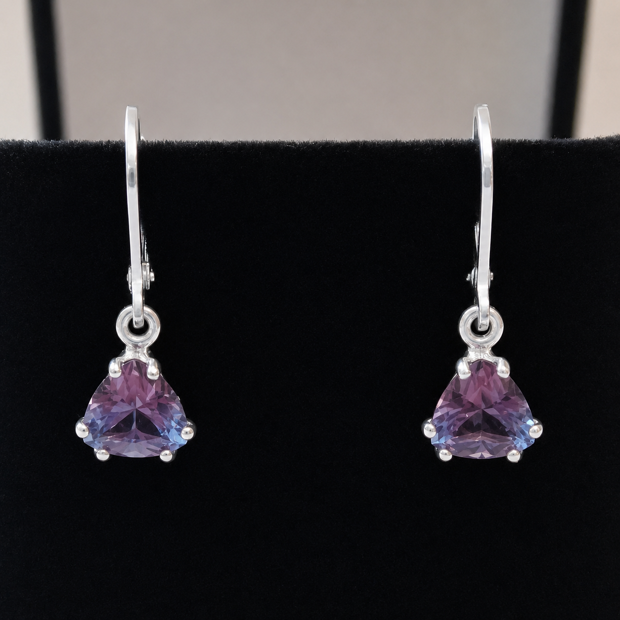 2.6 CTW Trillion Cut Alexandrite Earrings