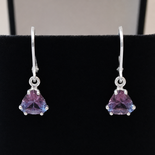 2.6 CTW Trillion Cut Alexandrite Earrings