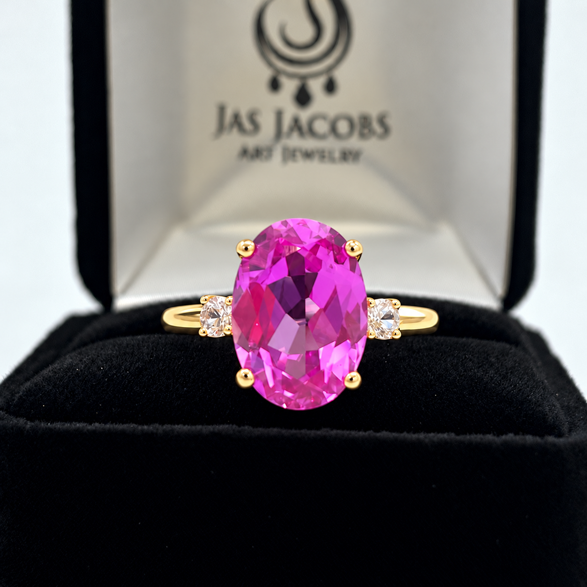 7.26ctw Oval Pink Sapphire & White Sapphire Ring