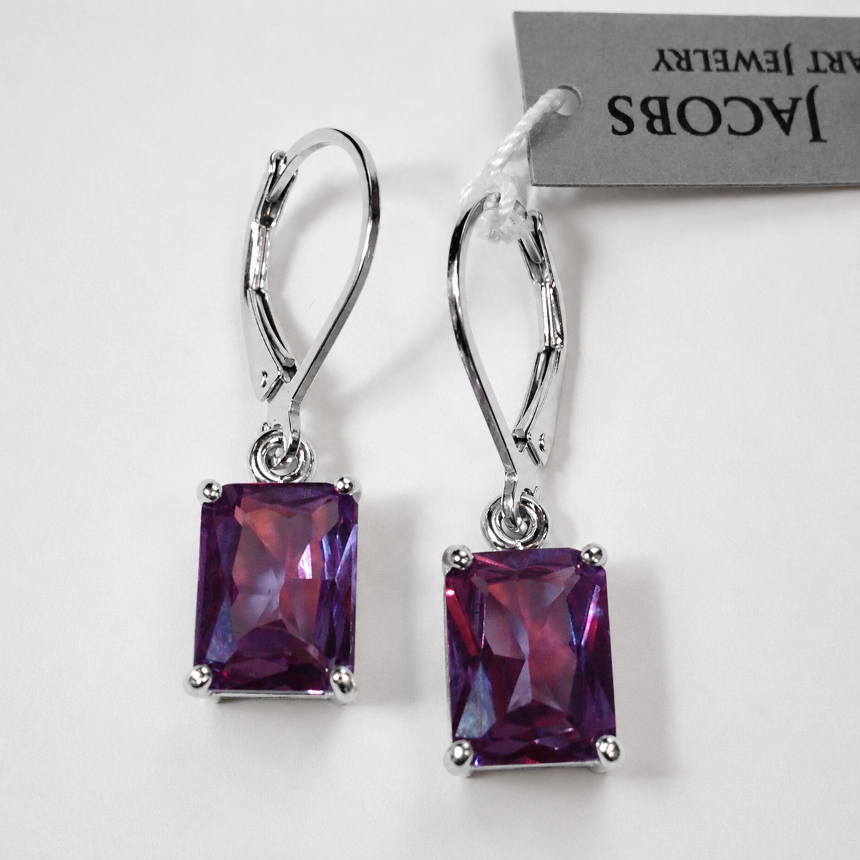 5 CTW Emerald Cut Lab Grown Alexandrite Sapphire Earrings