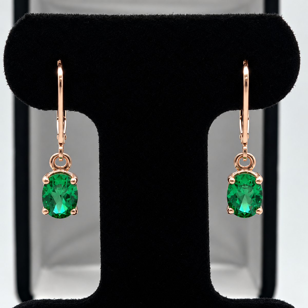 2.3ctw Emerald Leverback Earrings in Solid Gold