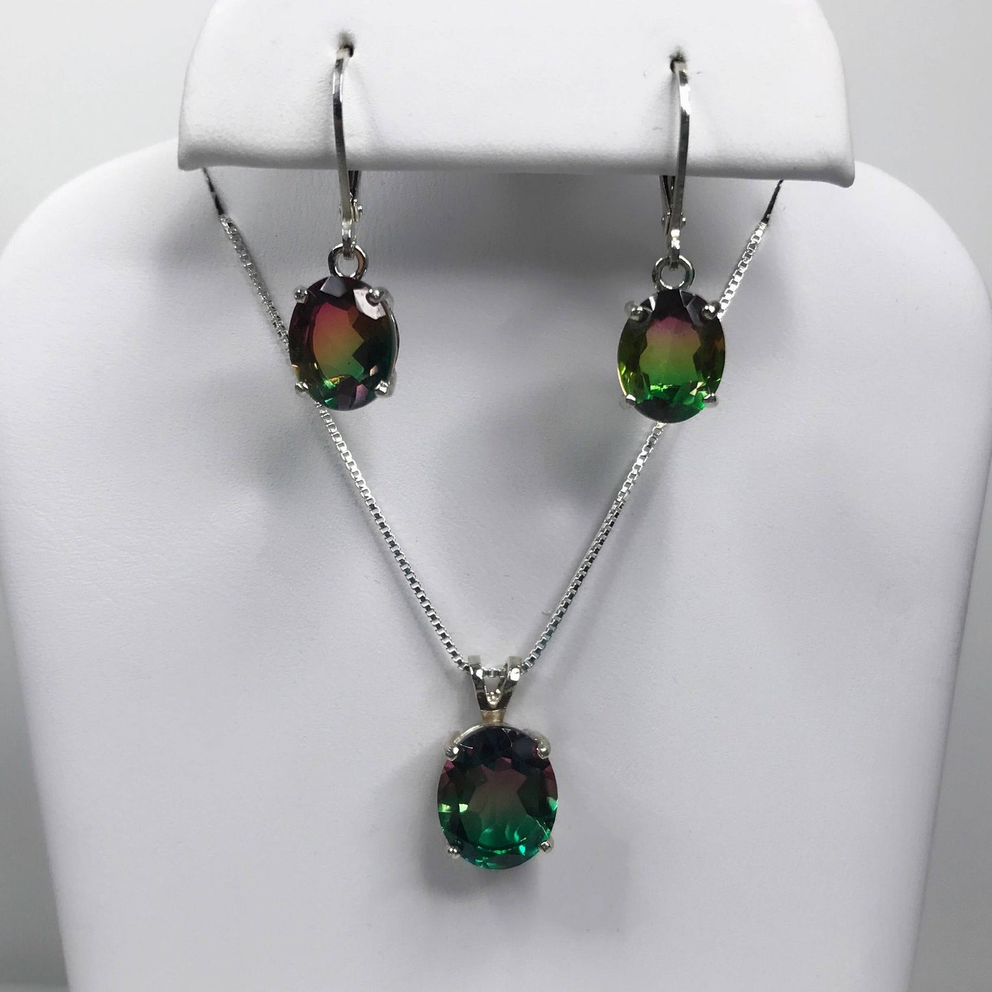 BEAUTIFUL 6ctw Watermelon Tourmaline Quartz Earrings in Sterling Silver