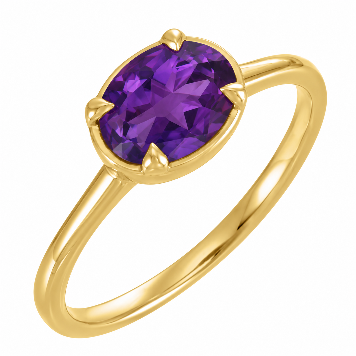 1.2ct Natural Oval Amethyst Ring
