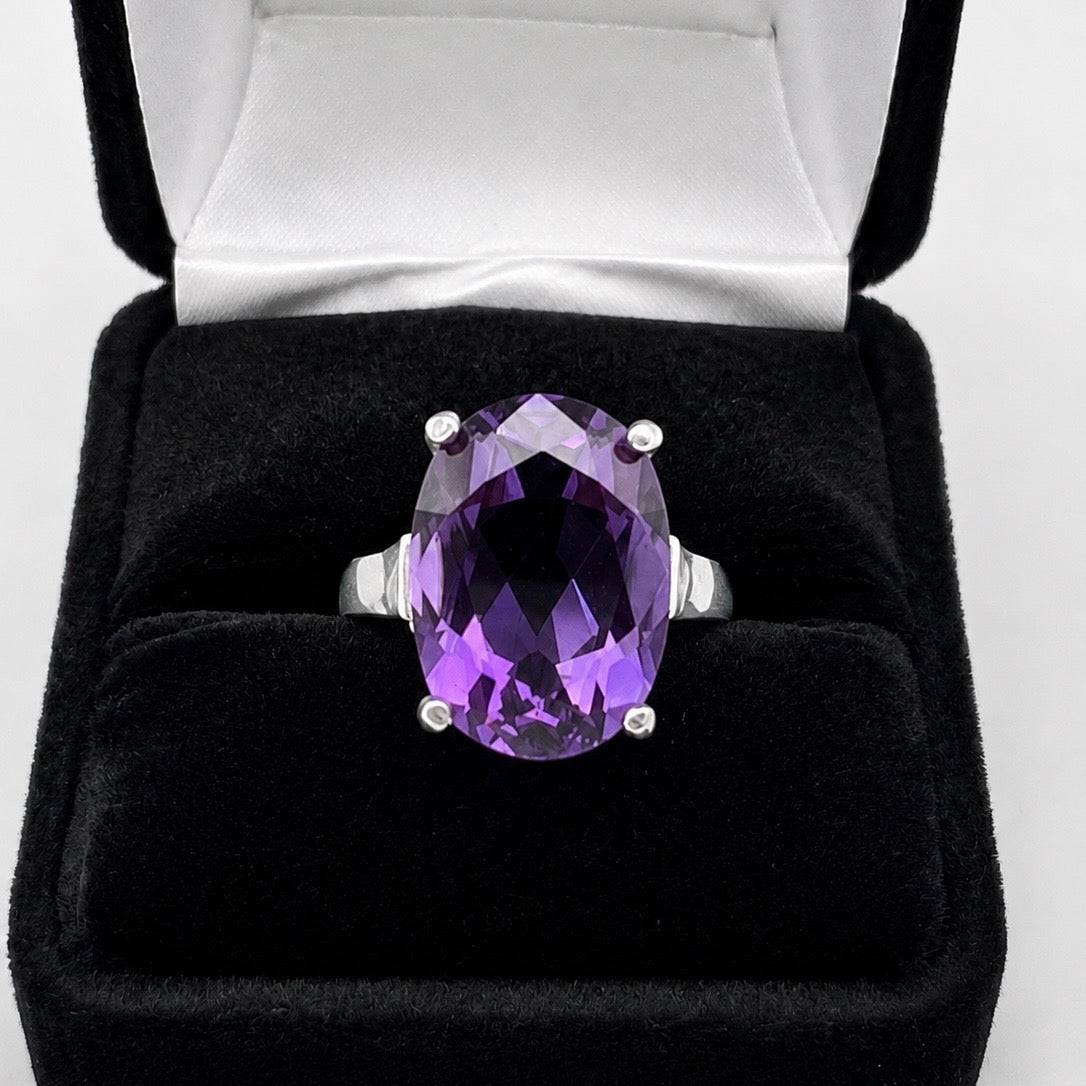 11.5ct Oval Cut Amethyst Statement Ring