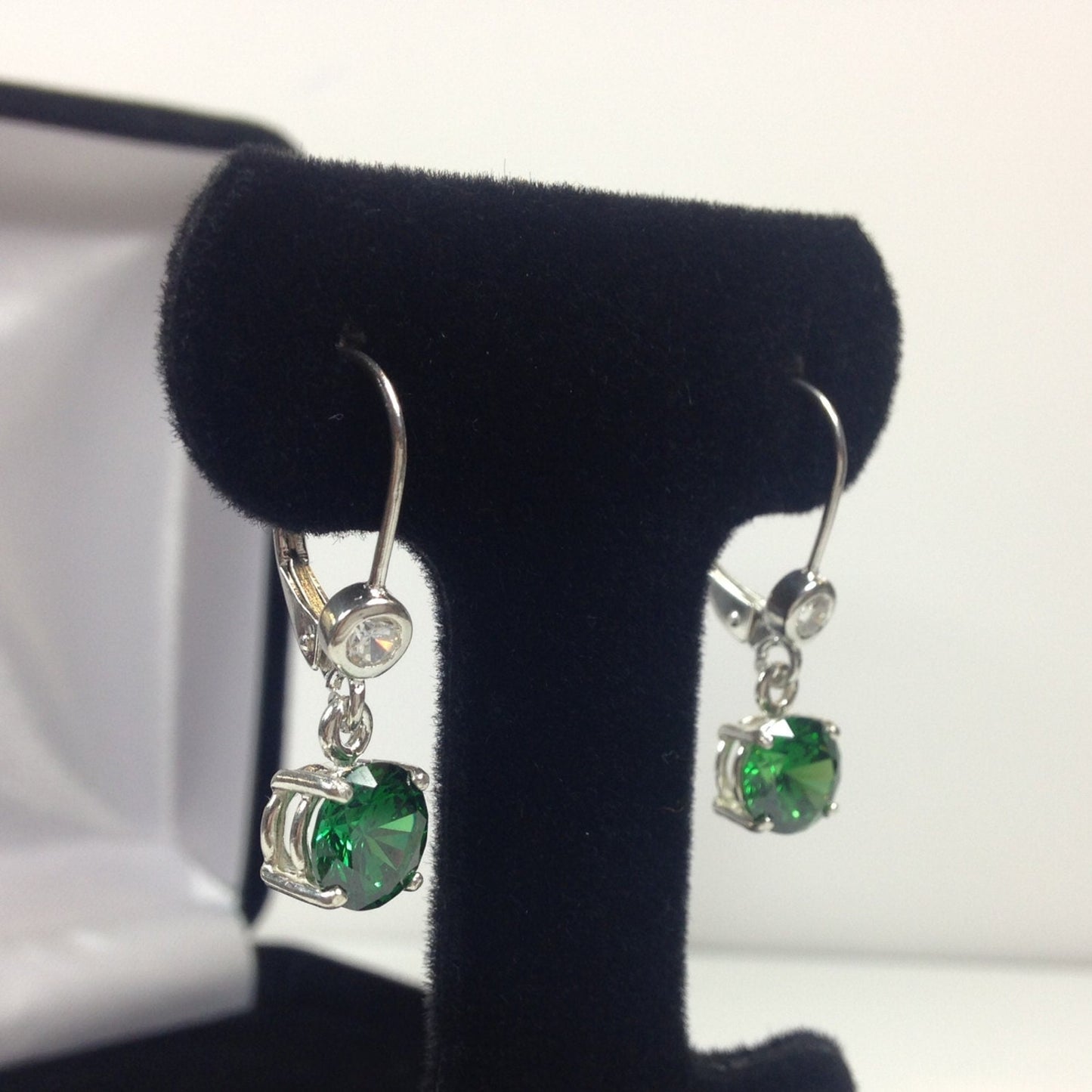 Beautiful 4ctw Emerald Earrings in Sterling Silver May Birthstone Earrings