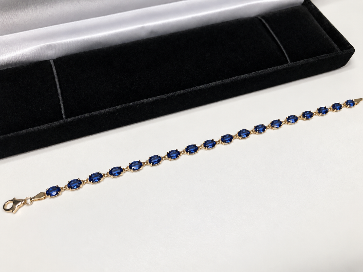 7ctw Oval Cut Sapphire Tennis Bracelet