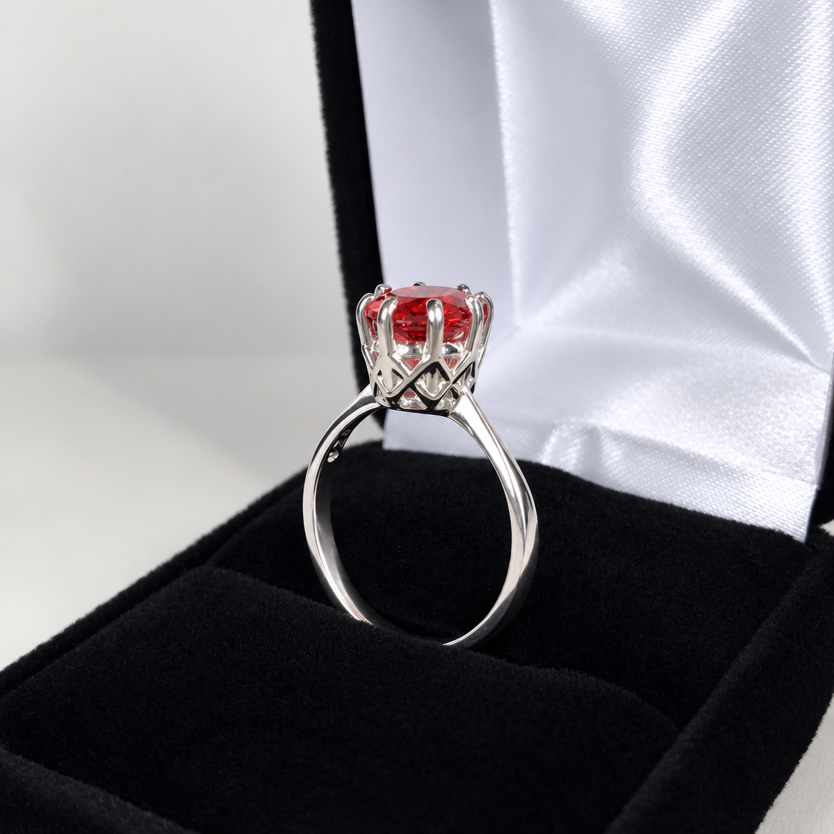 3ct Oval Cut Padparadscha Sapphire Solitaire Ring