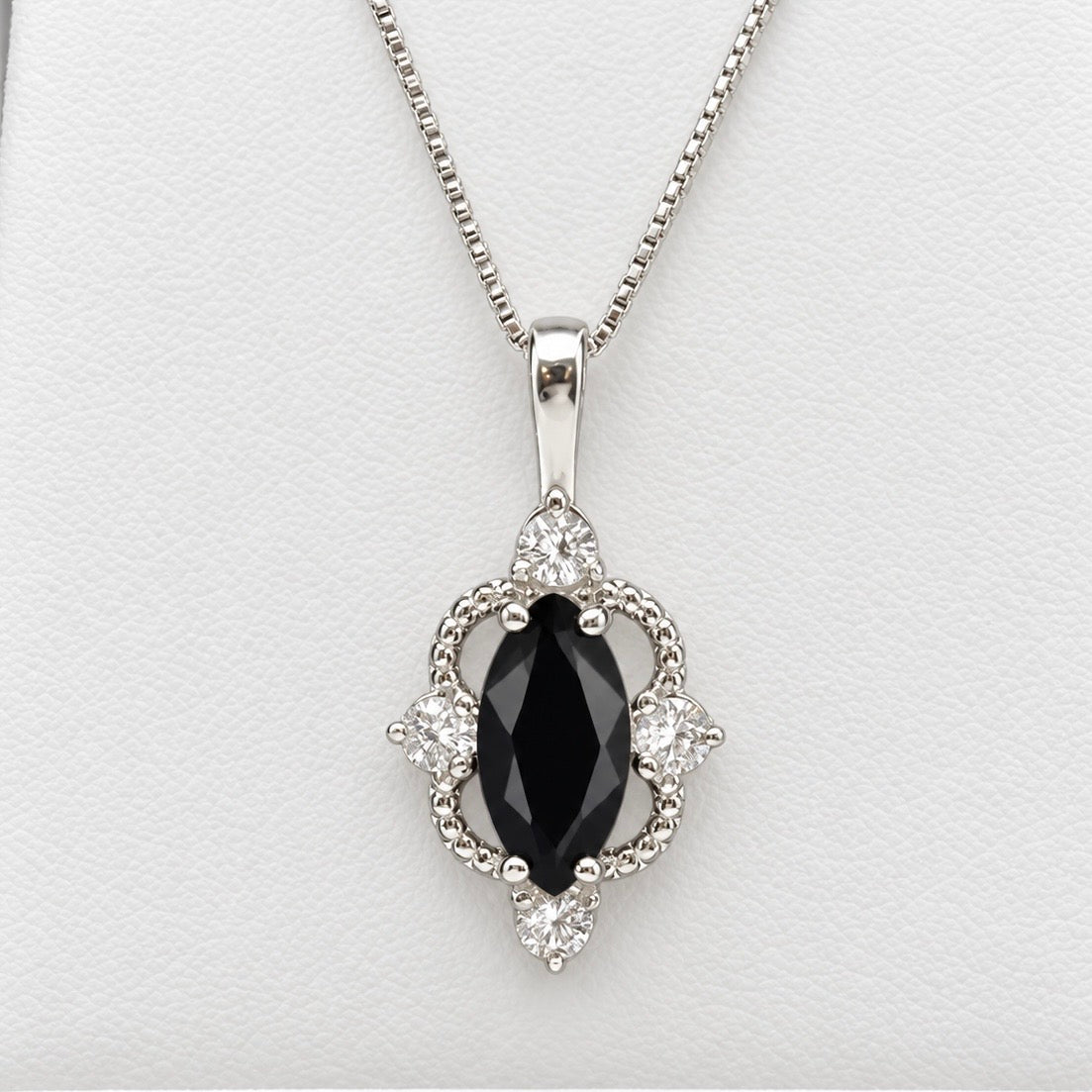 Marquise Black Onyx & White Sapphire Pendant Necklace