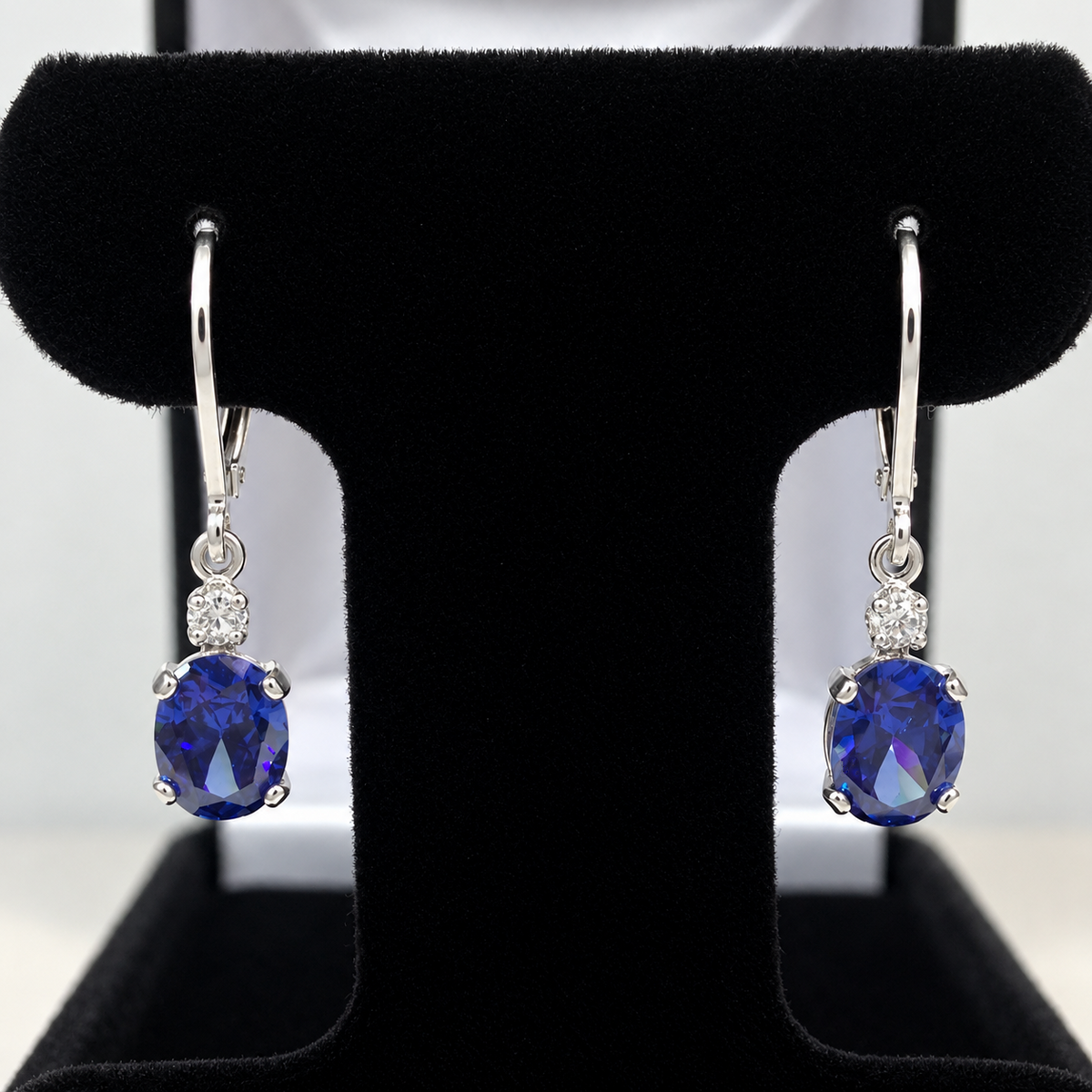 2.3ctw Oval Tanzanite & White Sapphire Drop Earrings