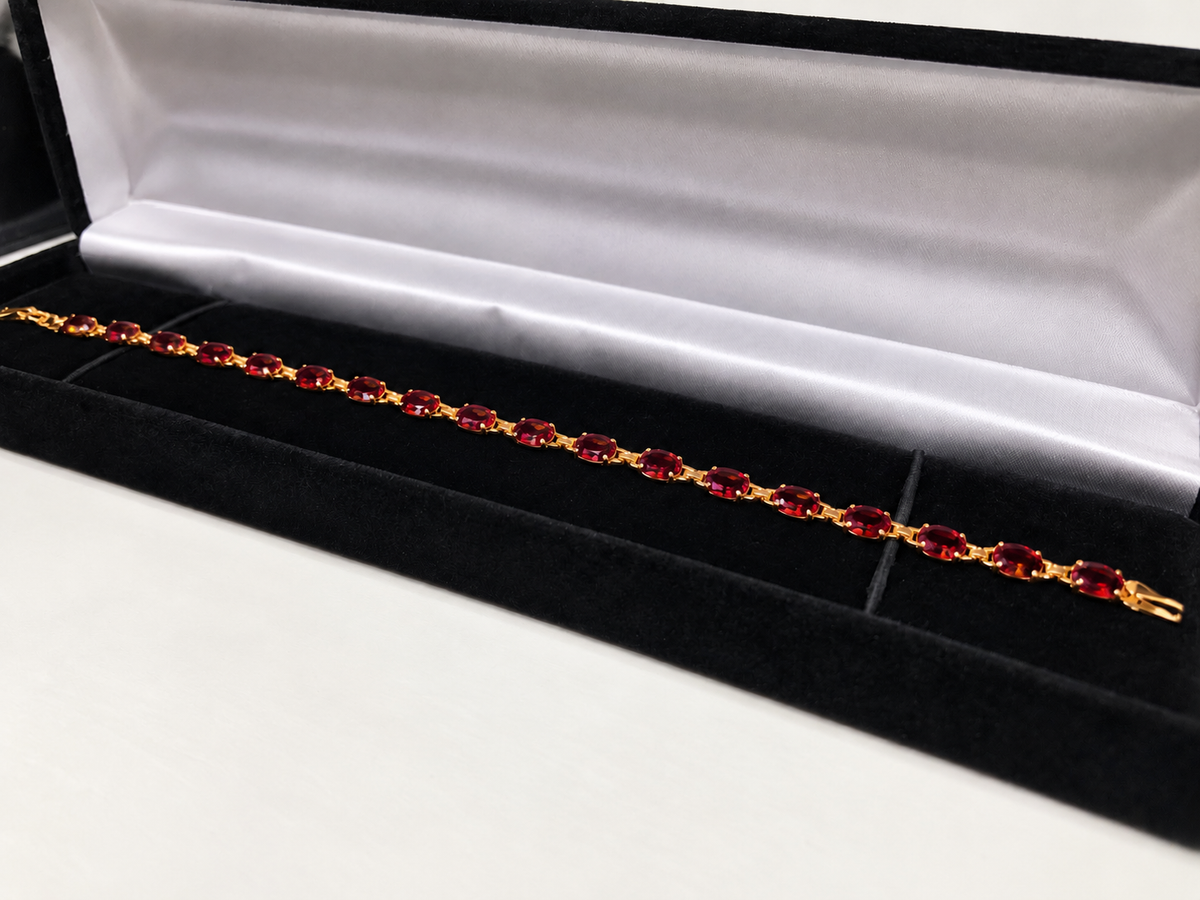 7ctw Oval Cut Mozambique Garnet Tennis Bracelet