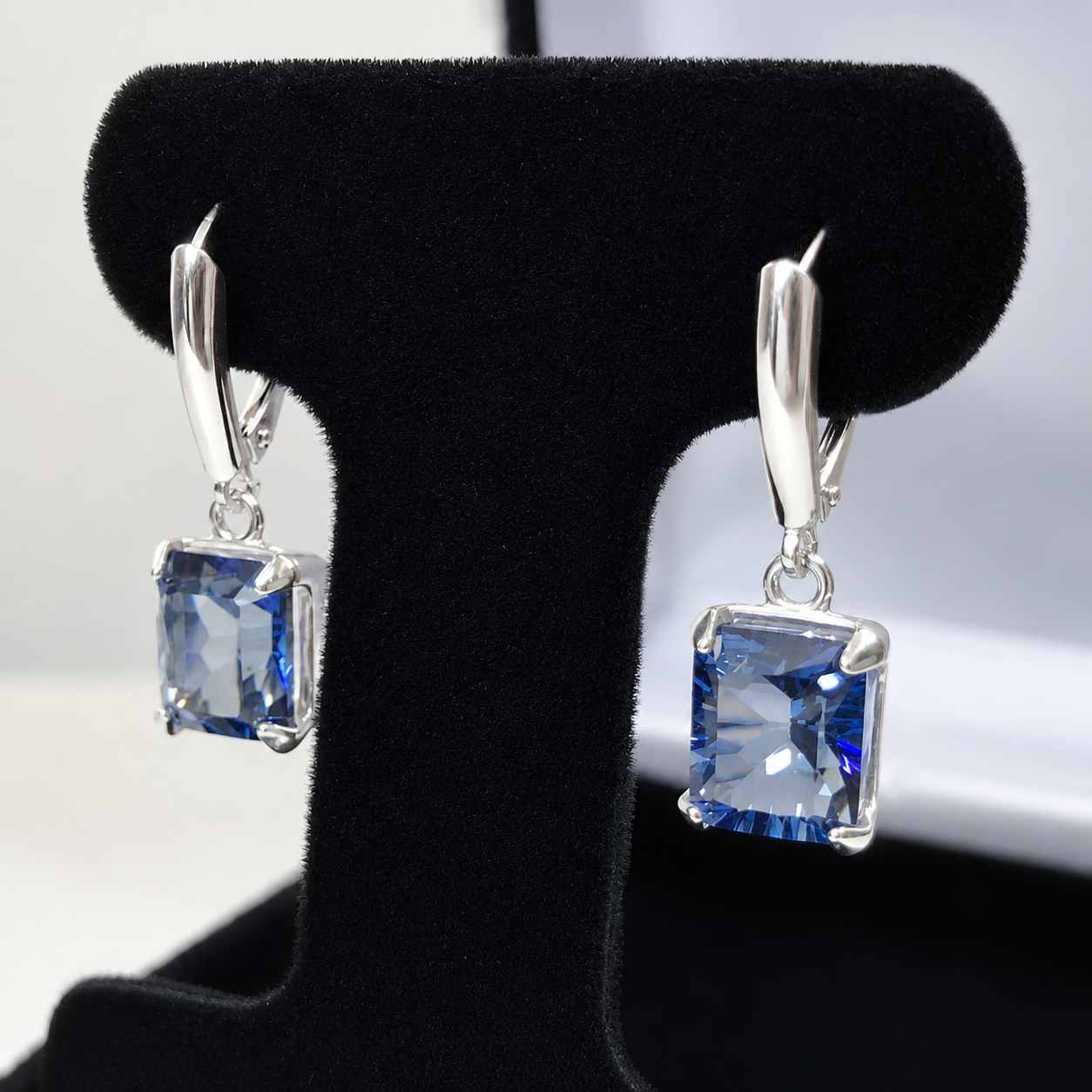 6.2 ctw Iolite Quartz Drop Earrings
