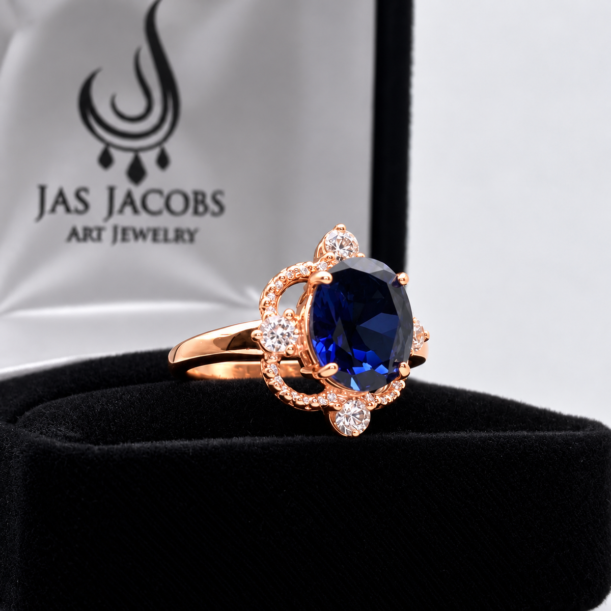 3ct Oval Blue Sapphire & Diamond Vintage-Inspired Ring