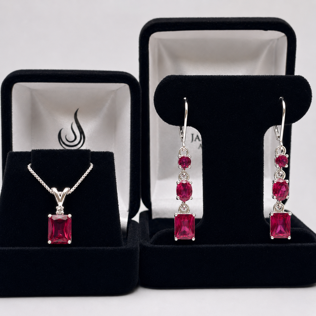 8CTW Multi Shape Ruby Jewelry Set