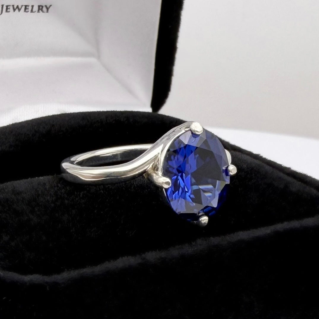 3ct Oval Sapphire Solitaire bypass Ring