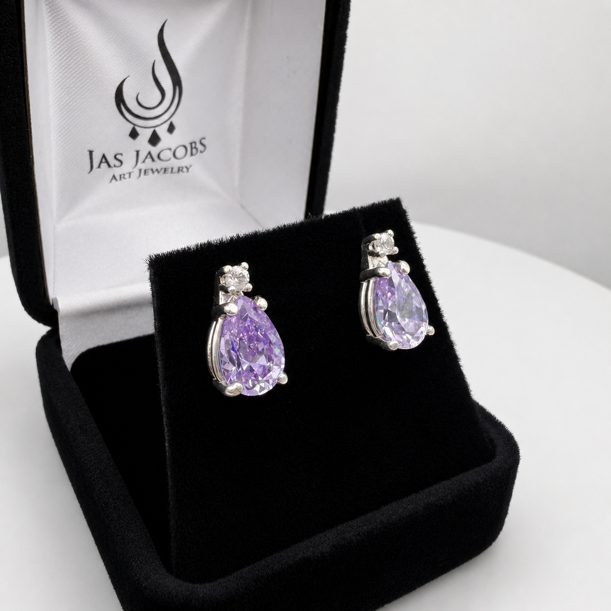 11ctw Pear Cut Lavender Cubic Zirconia Jewelry Set | White Sapphire Accents
