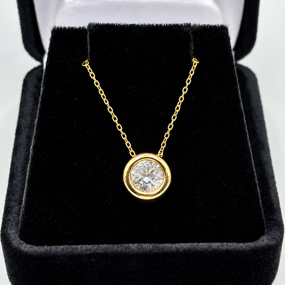 Bezel Set Lab Grown Diamond Solitaire Slider Necklace