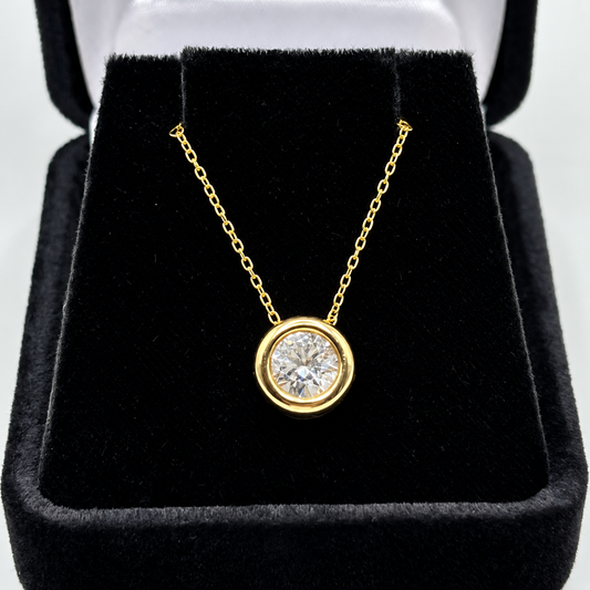 1ct Round Moissanite Bezel Set Solitaire Necklace
