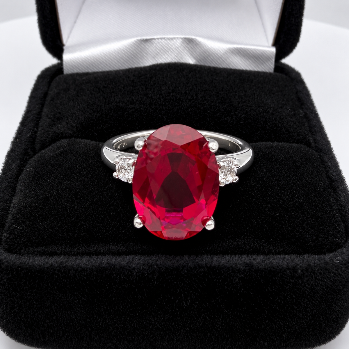 7.3ctw Oval Ruby & White Sapphire Statement Ring