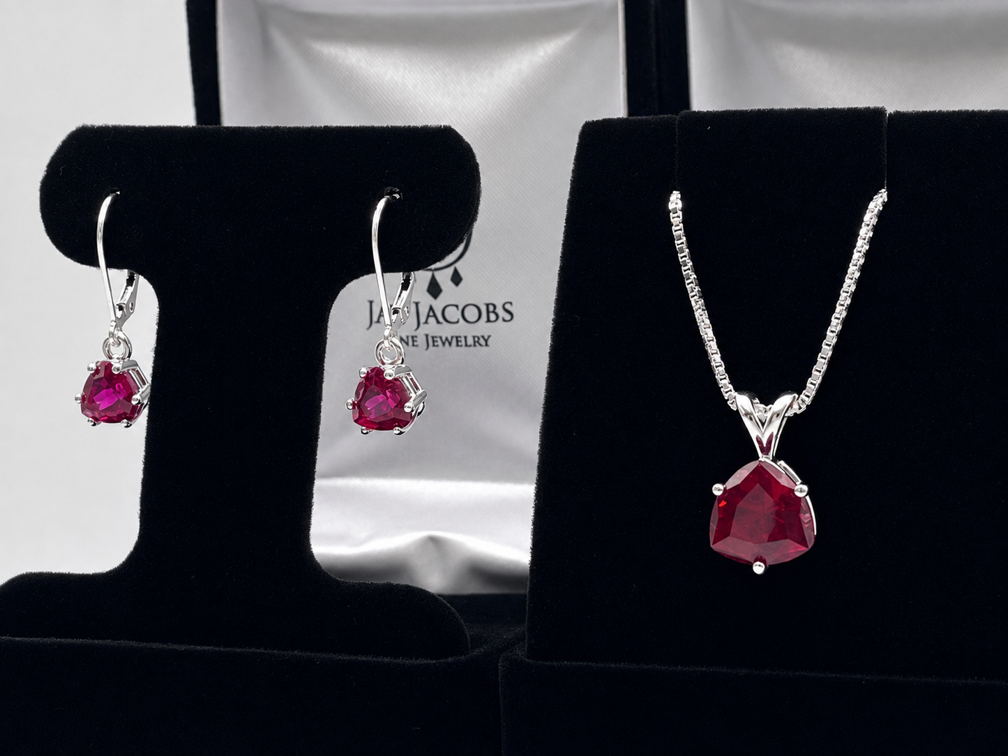 7.5ctw Trillion Ruby Pendant & Earring Set